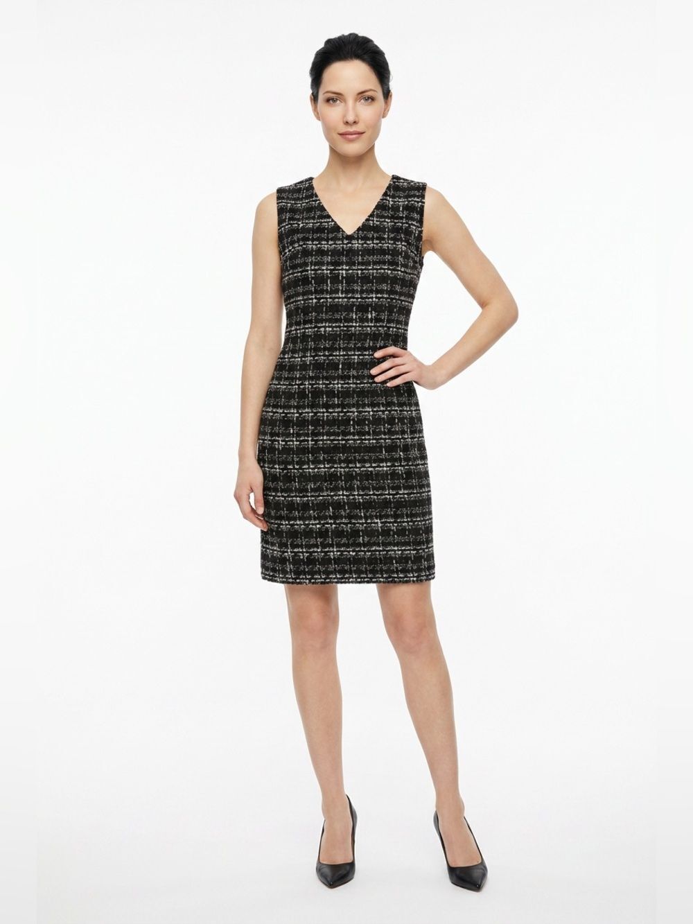 THE LIMITED | Sleek Tweed Dress Black White Sz 10
